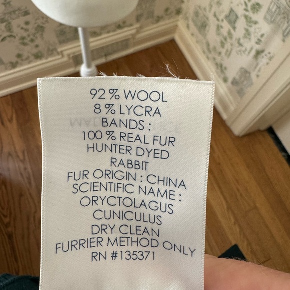 Oscar De La Renta Green Knit Wool and Fur Couture Dress - M - Picture 8 of 9